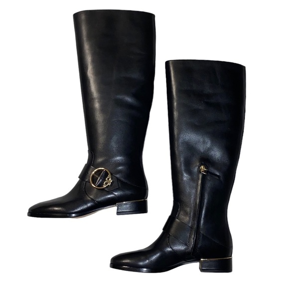 Tory Burch Sofia Black Buckled Leather Riding Wide Calf Boot - Picture 5 of 15
